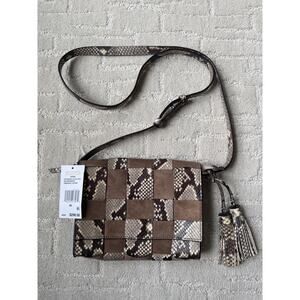 MICHAEL Kors Vivian Woven Leather Medium Crossbody Dark Dune